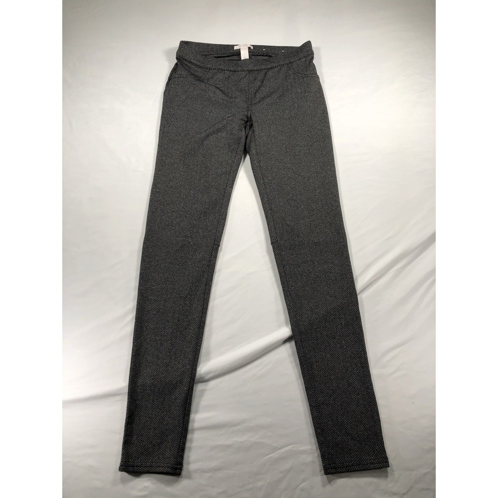 LC Lauren Conrad Skinny Dress Leggings Black/Gray Chevron Pull On Pants Size S